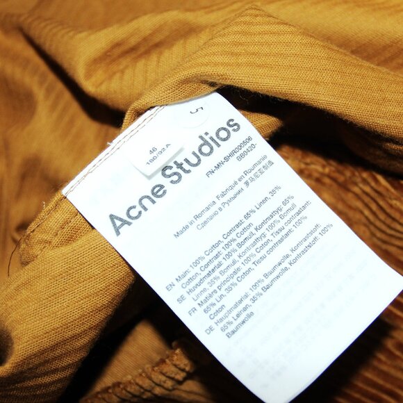 BNWT SS22 ACNE STUDIOS CORDUROY SHIRT 46 - Picture 9 of 11